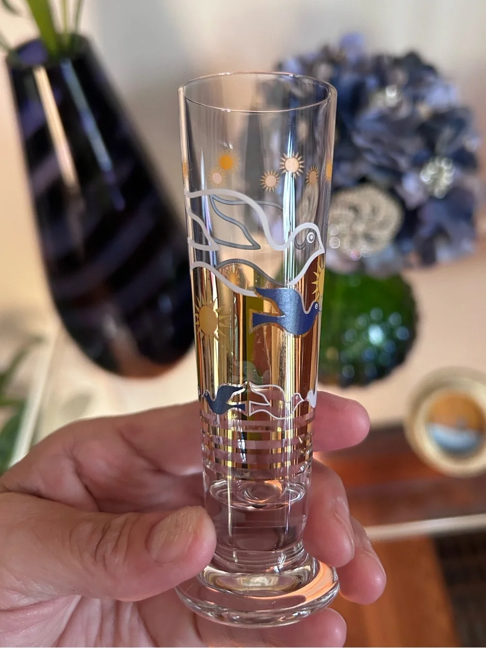 Vintage Rastal Artwork Collection “Liquid Lady” & “Peace” Footed Cordial Glasses